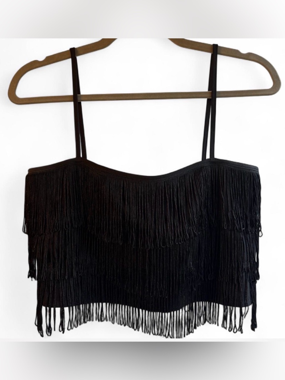 Altar'd State Black Fringe Spaghetti Strap Camisole